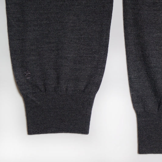 Merino Funnel Neck Zip Sweater - Charcoal Grey