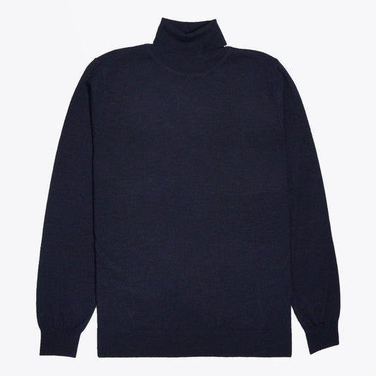 Merino Roll-Neck Knit - Navy