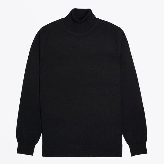 Merino Roll-Neck Knit - Black