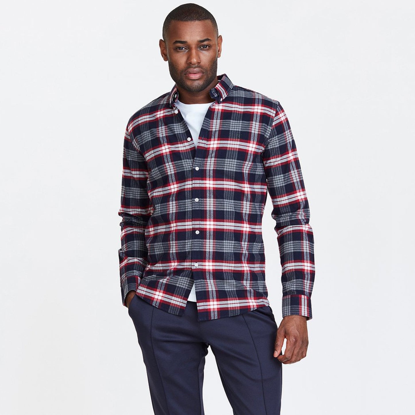 - Valance Plaid Shirt - Navy/Red