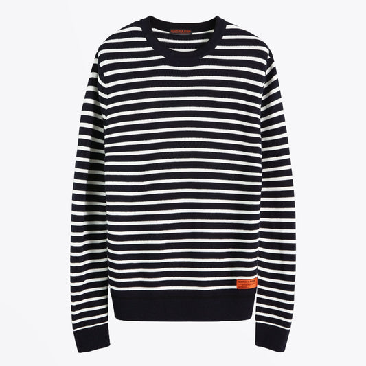 - Classic Striped Pullover - Navy