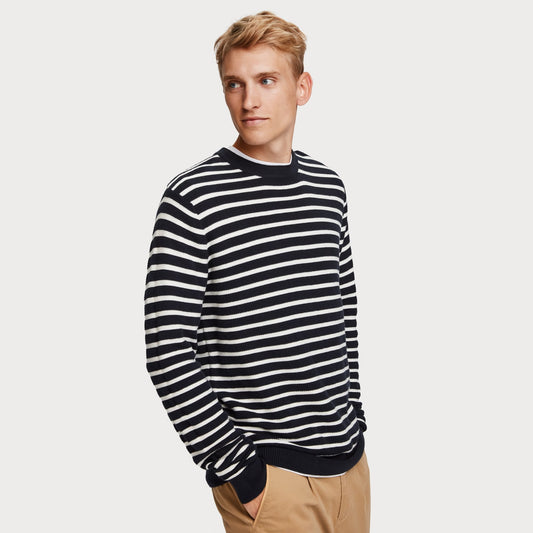 - Classic Striped Pullover - Navy
