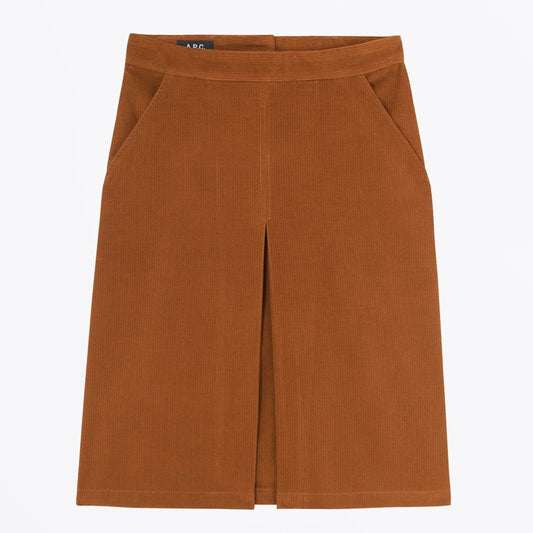- Coco - Corduroy Pleated Skirt - Brown