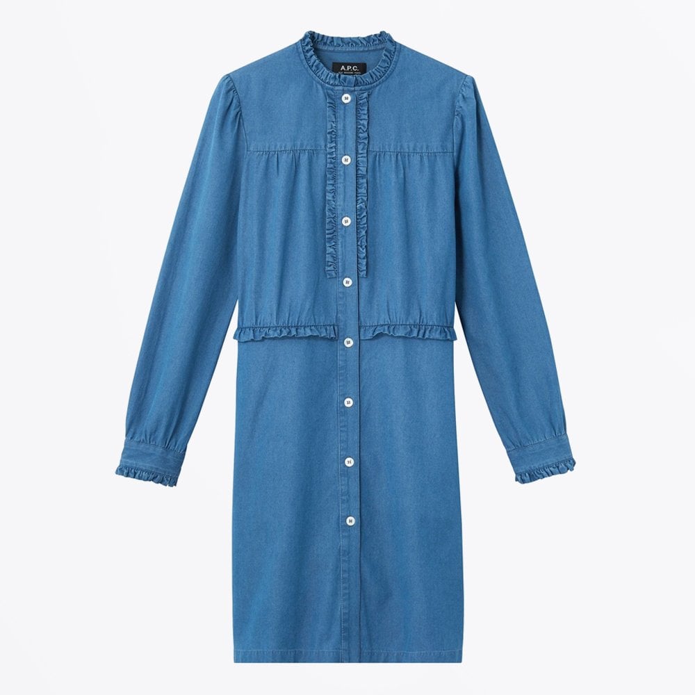 A.P.C. - Hoshi - Ruffle Chambray Dress - Blue