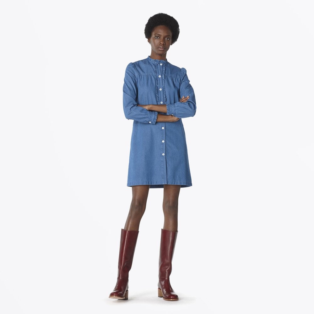 A.P.C. - Hoshi - Ruffle Chambray Dress - Blue