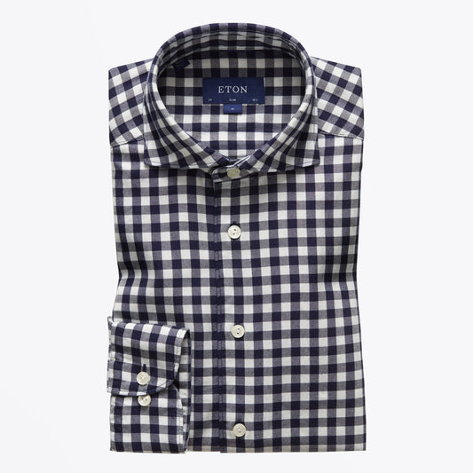 Gingham Checked Shirt - Navy/White