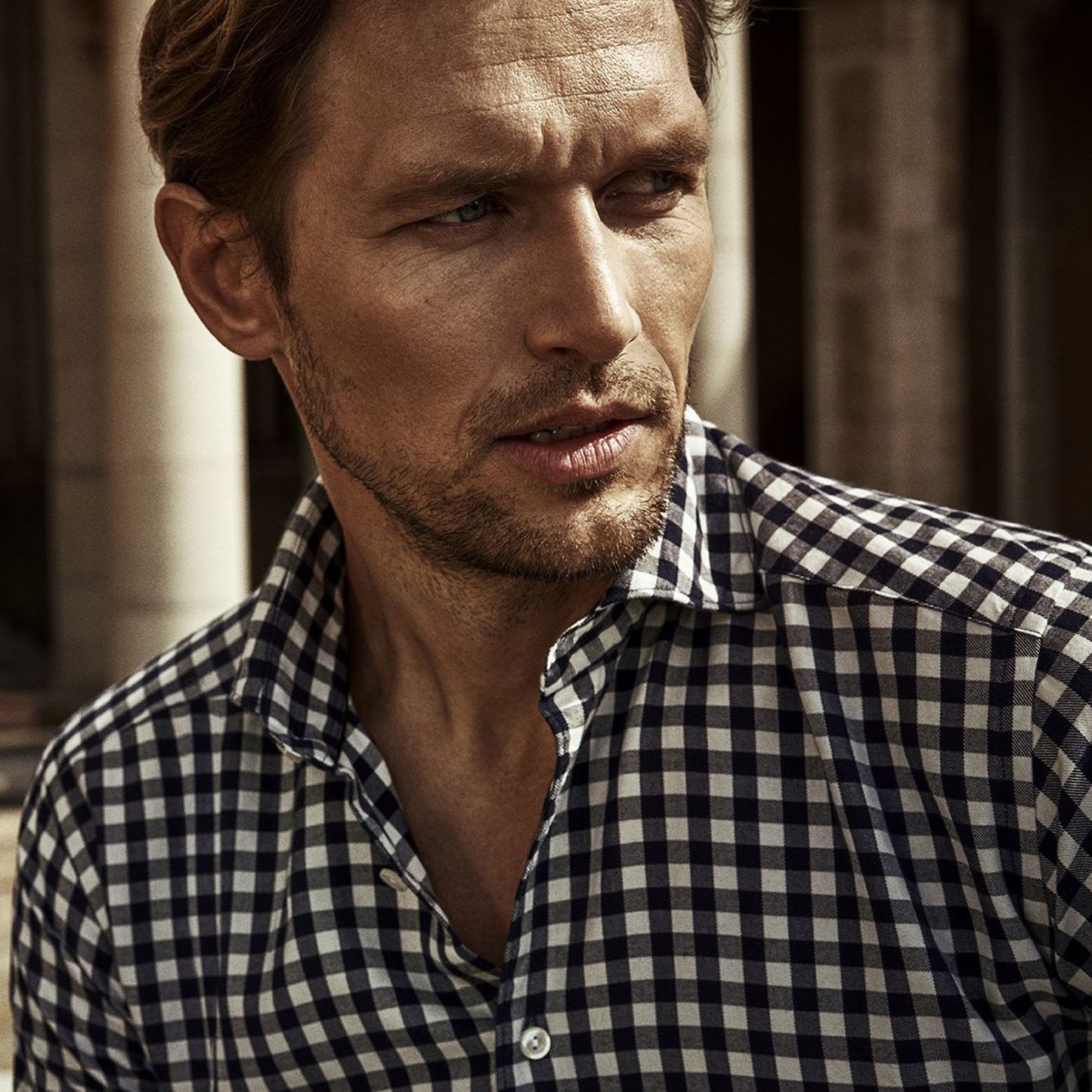 Gingham Checked Shirt - Navy/White