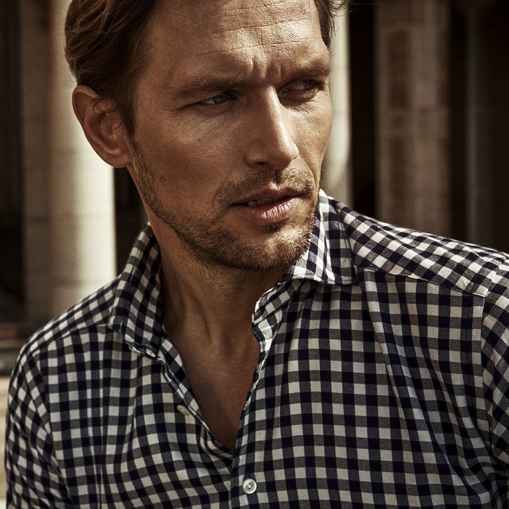 Eton Gingham Checked Shirt - Navy/White