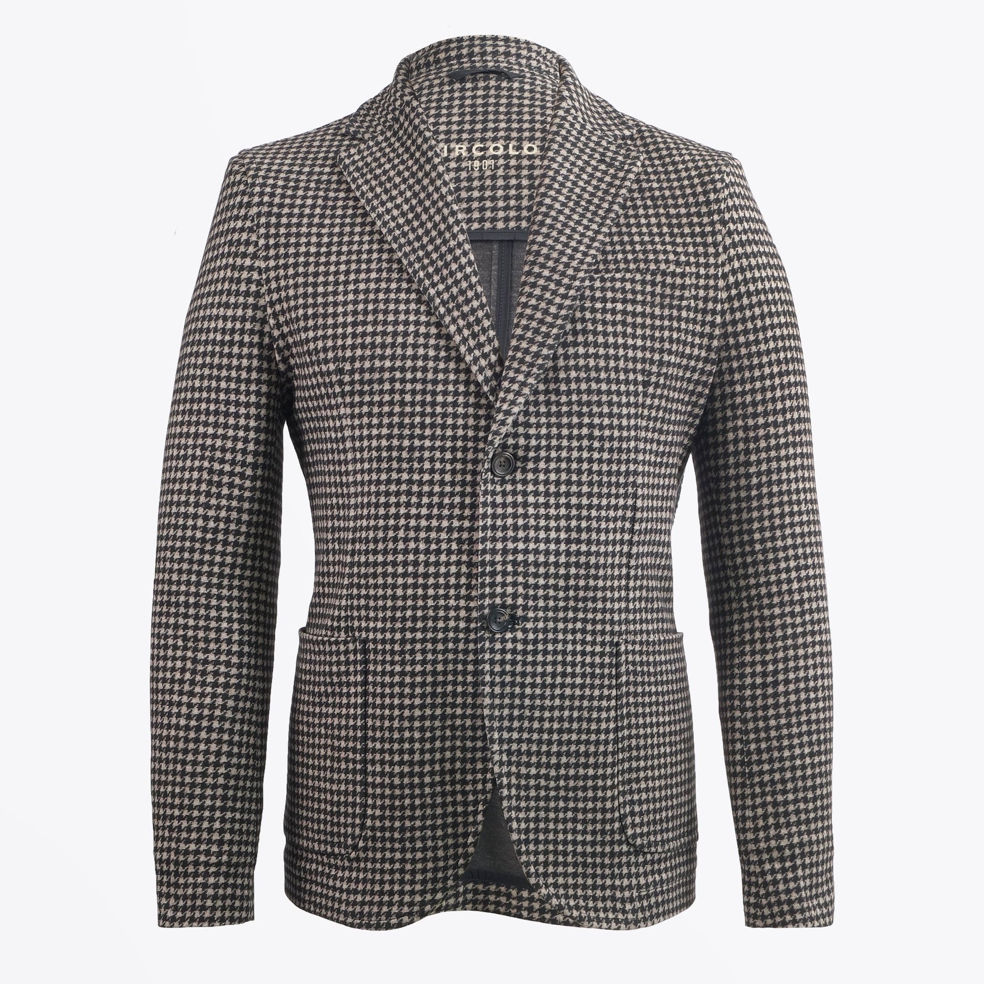 Circolo Houndstooth Printed Blazer - Beige