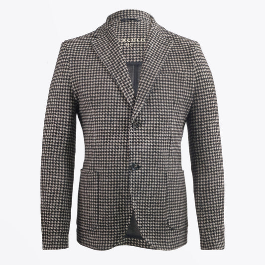 Houndstooth Printed Blazer - Beige