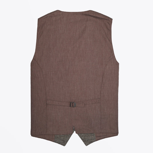 - Checked Stretch Waistcoat - Brown