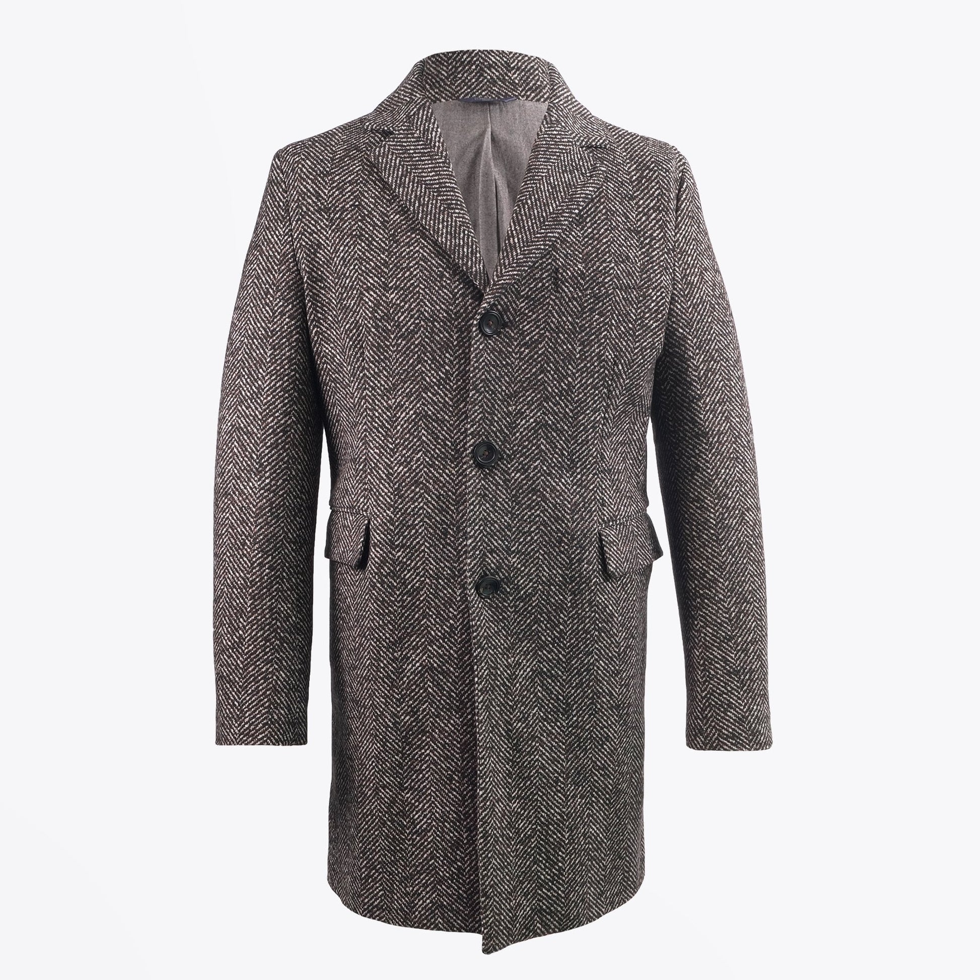 Circolo Herringbone Stretch Coat - Brown