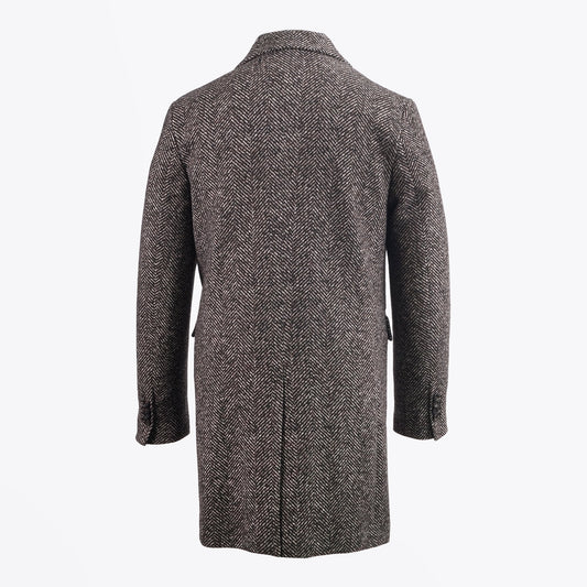 Herringbone Stretch Coat - Brown