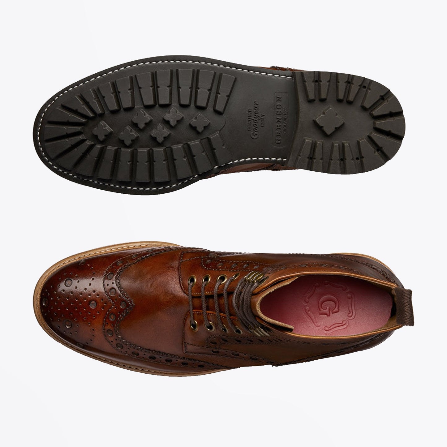 - Fred - Hand Painted Brogue Boot - Tan