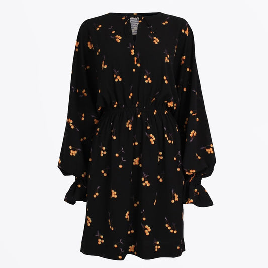 - Ariana Cherry Print Dress - Black
