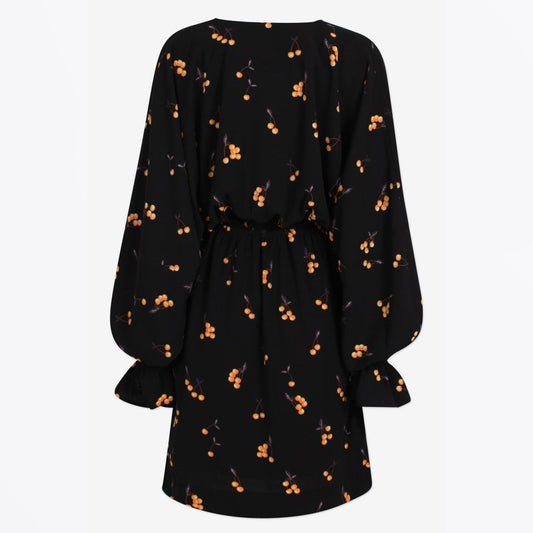 - Ariana Cherry Print Dress - Black