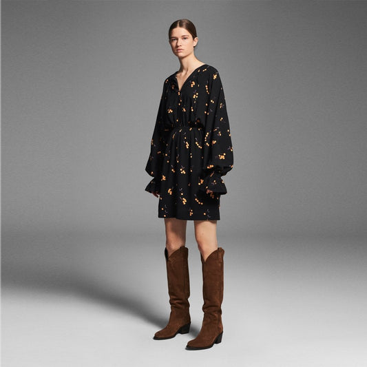 - Ariana Cherry Print Dress - Black