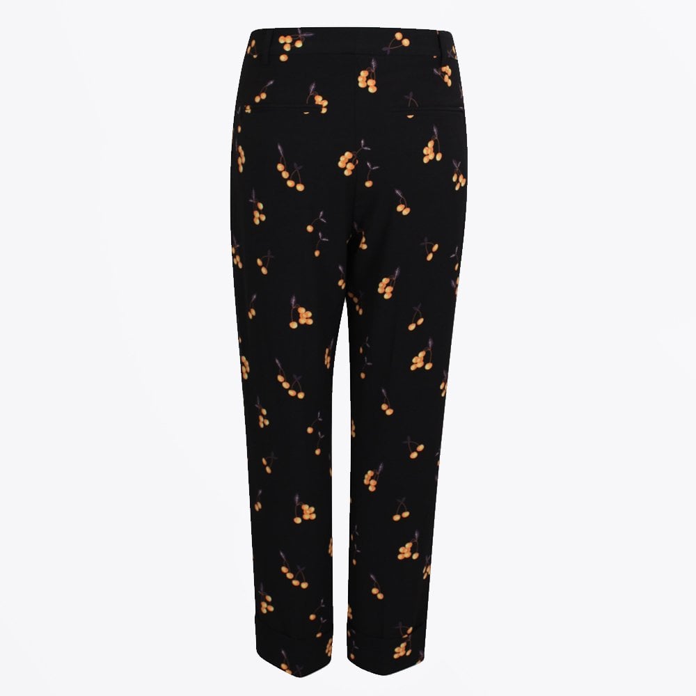 - Narethe Cherry Print Trousers - Black