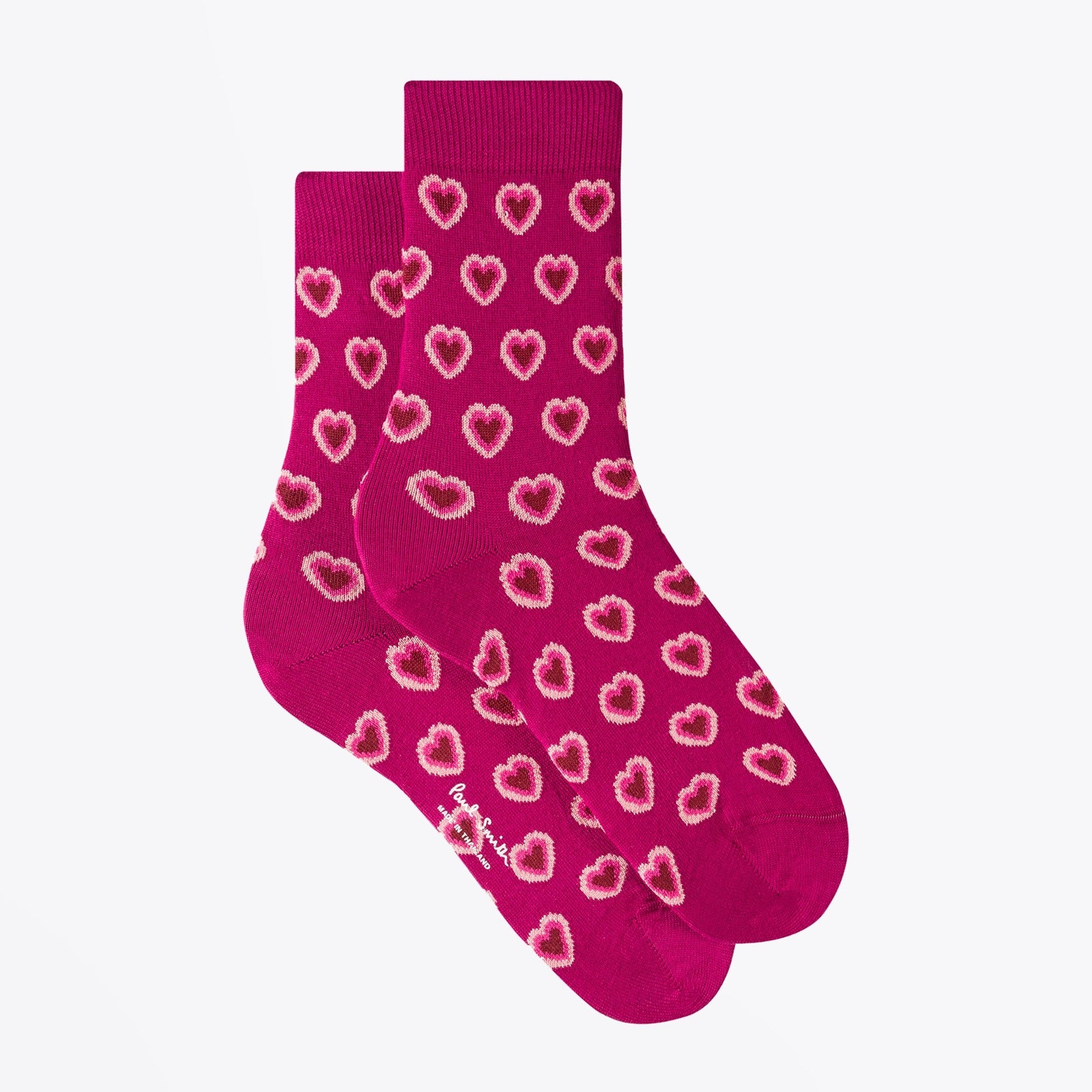 Paul Heart Print Socks - Pink