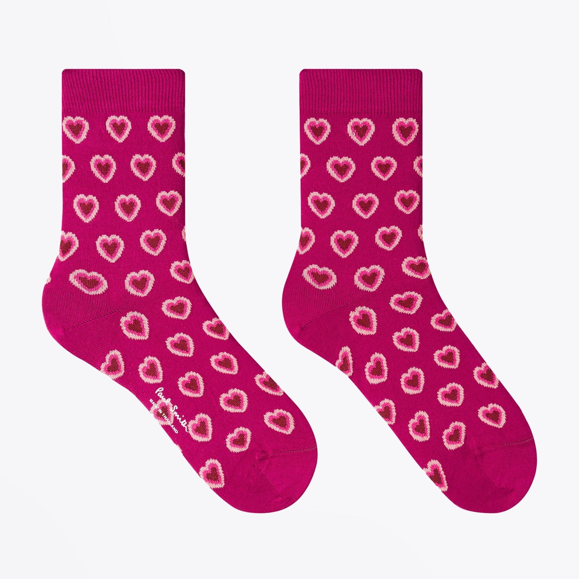 Paul Heart Print Socks - Pink