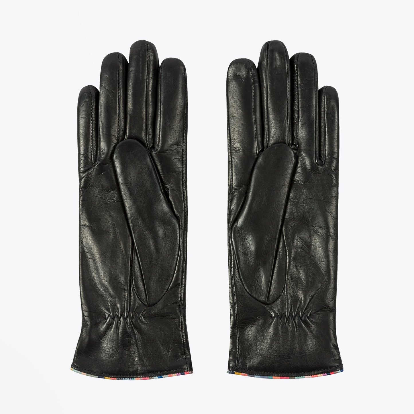 Leather Gloves With 'Swirl' Piping - Black