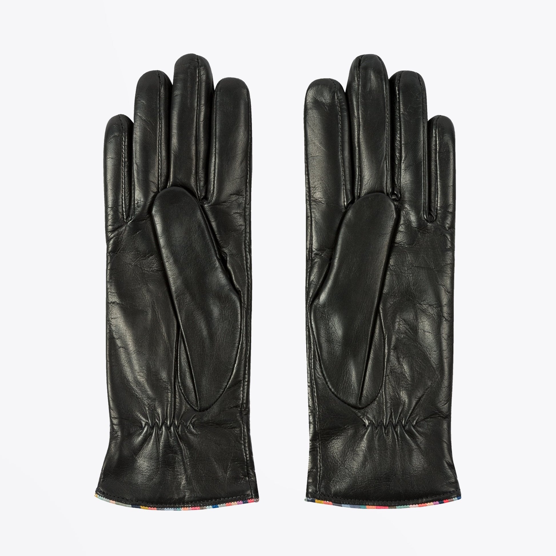 Paul Leather Gloves With 'Swirl' Piping - Black