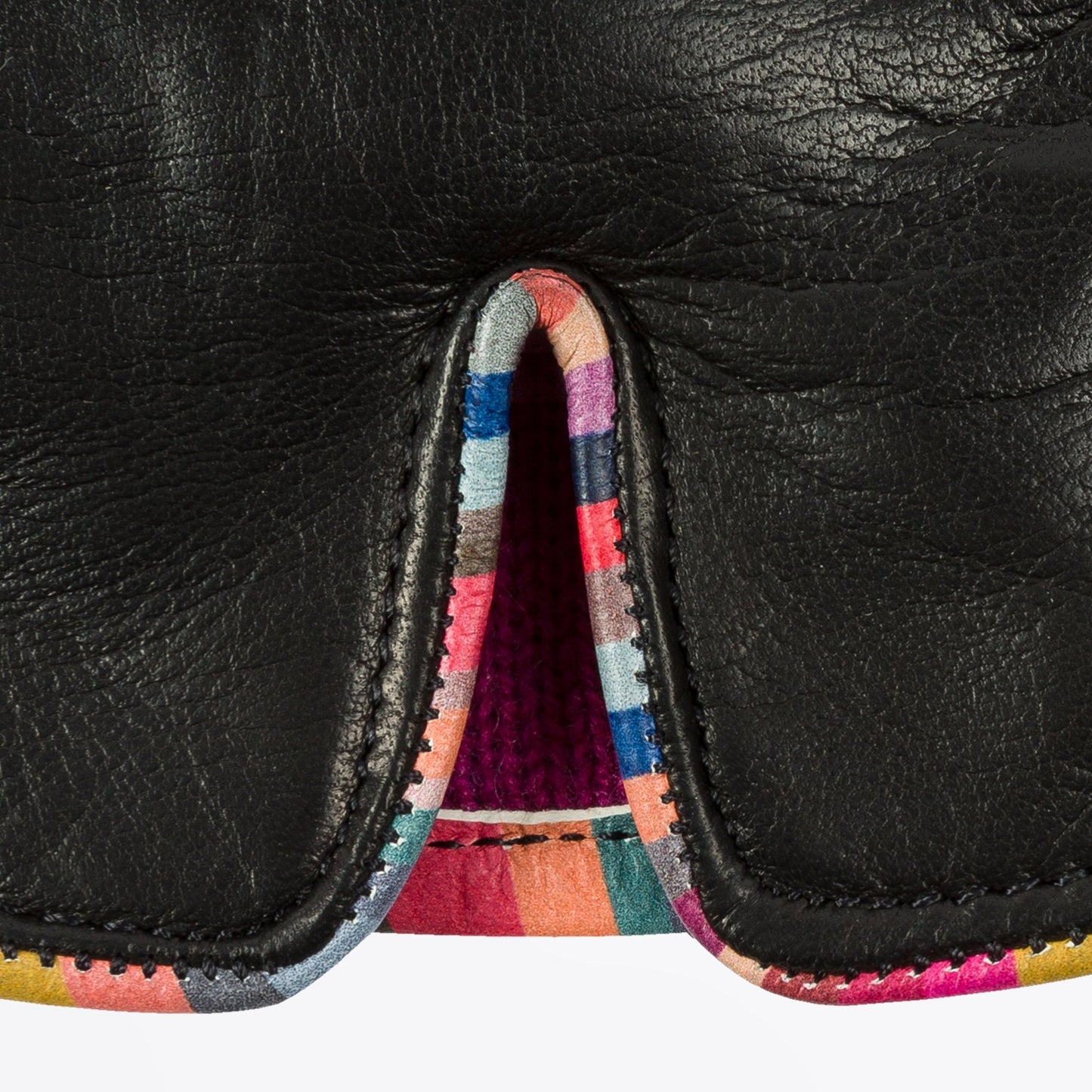 Leather Gloves With 'Swirl' Piping - Black