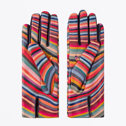 - Swirl Print Leather Gloves - Multi