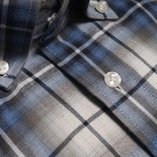 - Cotton Checked Shirt - Blue