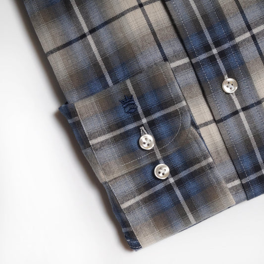 - Cotton Checked Shirt - Blue