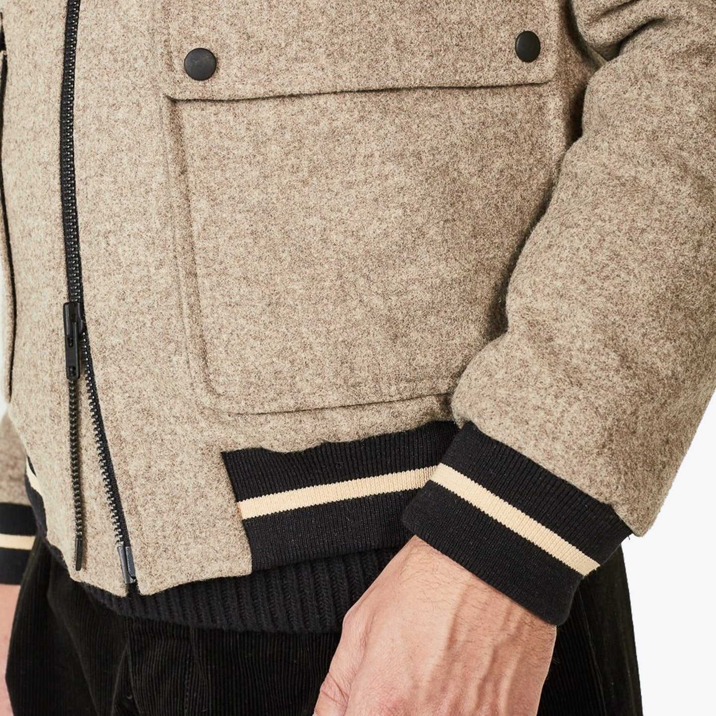 - Wool Bomber Jacket - Beige