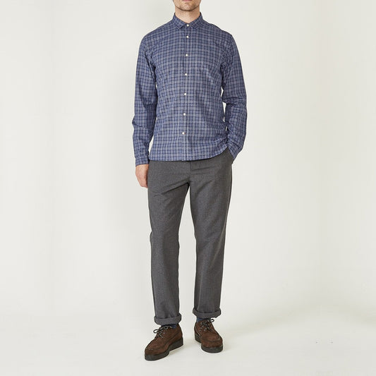 - Clerkenwell Check Tab Shirt - Blue