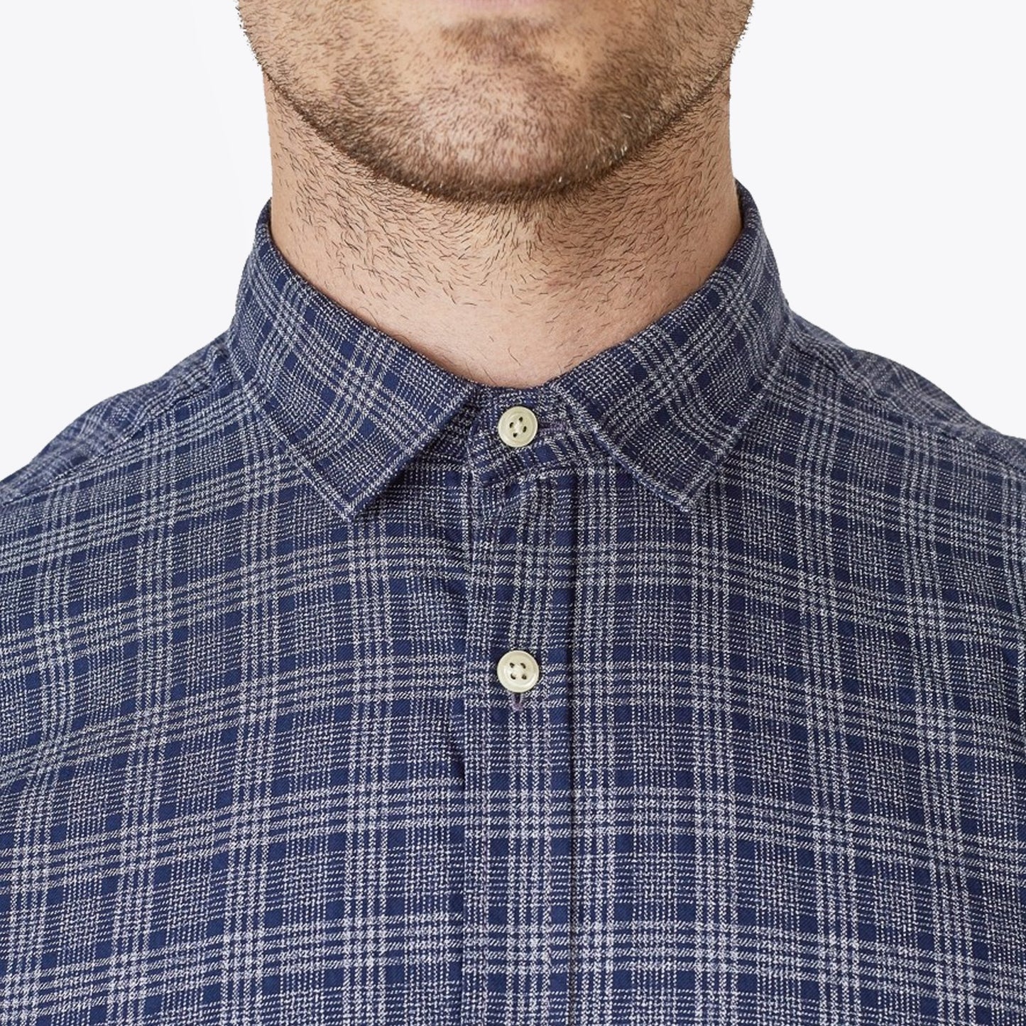 - Clerkenwell Check Tab Shirt - Blue