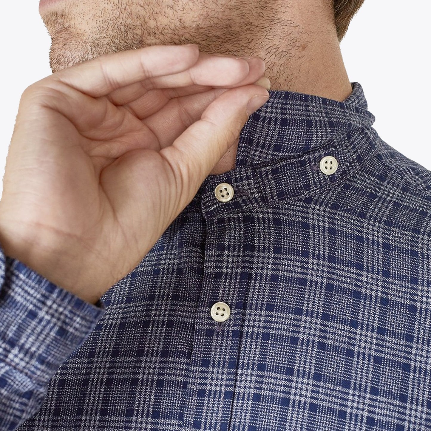 - Clerkenwell Check Tab Shirt - Blue