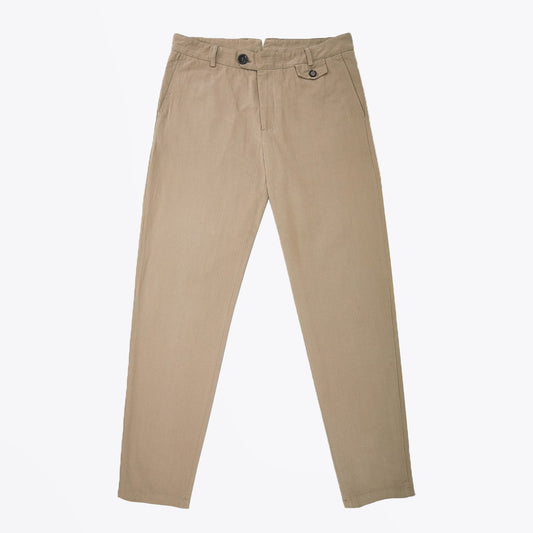 - Fishtail Cotton Trousers - Beige