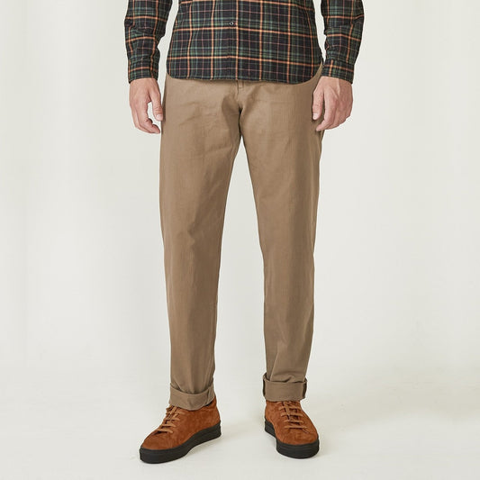 - Fishtail Cotton Trousers - Beige