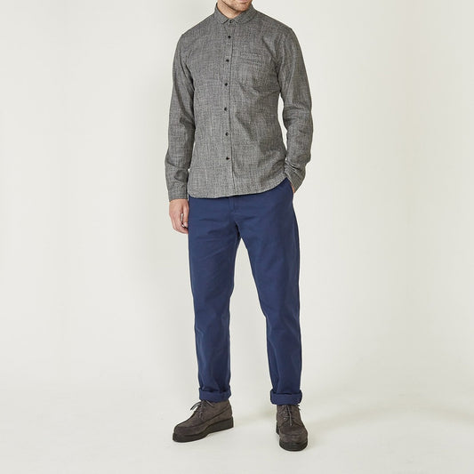 - Fishtail Cotton Trousers - Blue