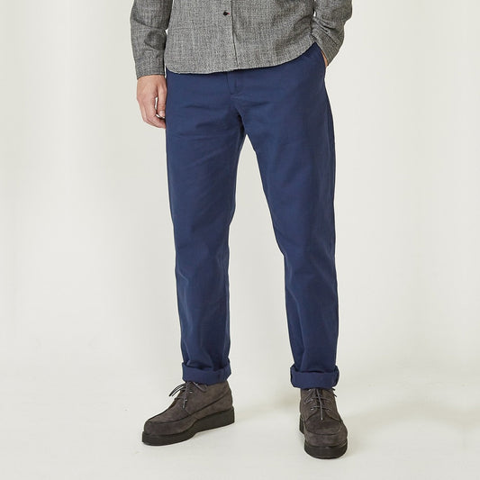 - Fishtail Cotton Trousers - Blue