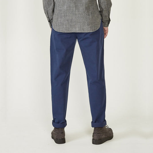 - Fishtail Cotton Trousers - Blue