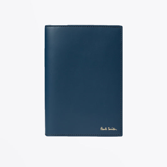 Leather Stripe Interior Passport Cover - Blue