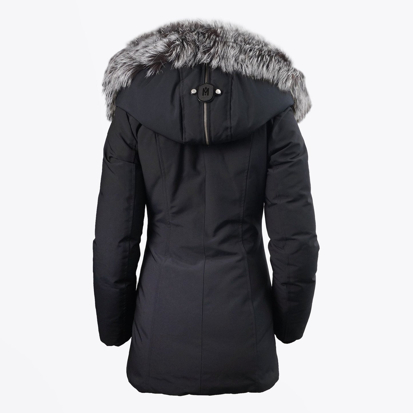 - Akiva Winter Down Coat With Silver Fox Fur Collar – Black