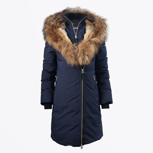 - Trish Winter Down Coat With Fur Collar – Navy
