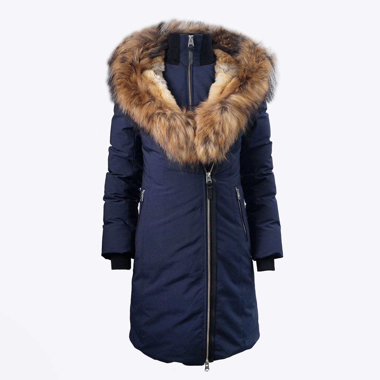 - Trish Winter Down Coat With Fur Collar – Navy