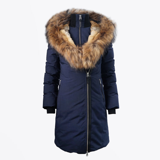 - Trish Winter Down Coat With Fur Collar – Navy