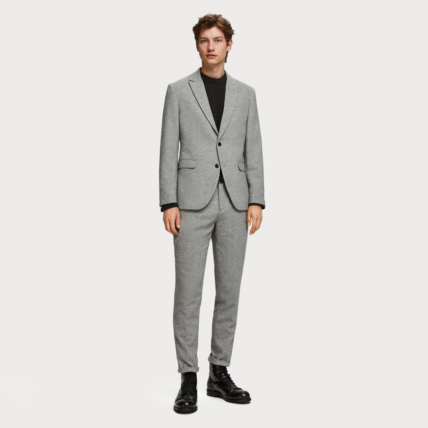 - Stuart - Wool Blend Trousers - Grey