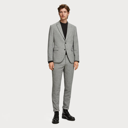 - Stuart - Wool Blend Trousers - Grey