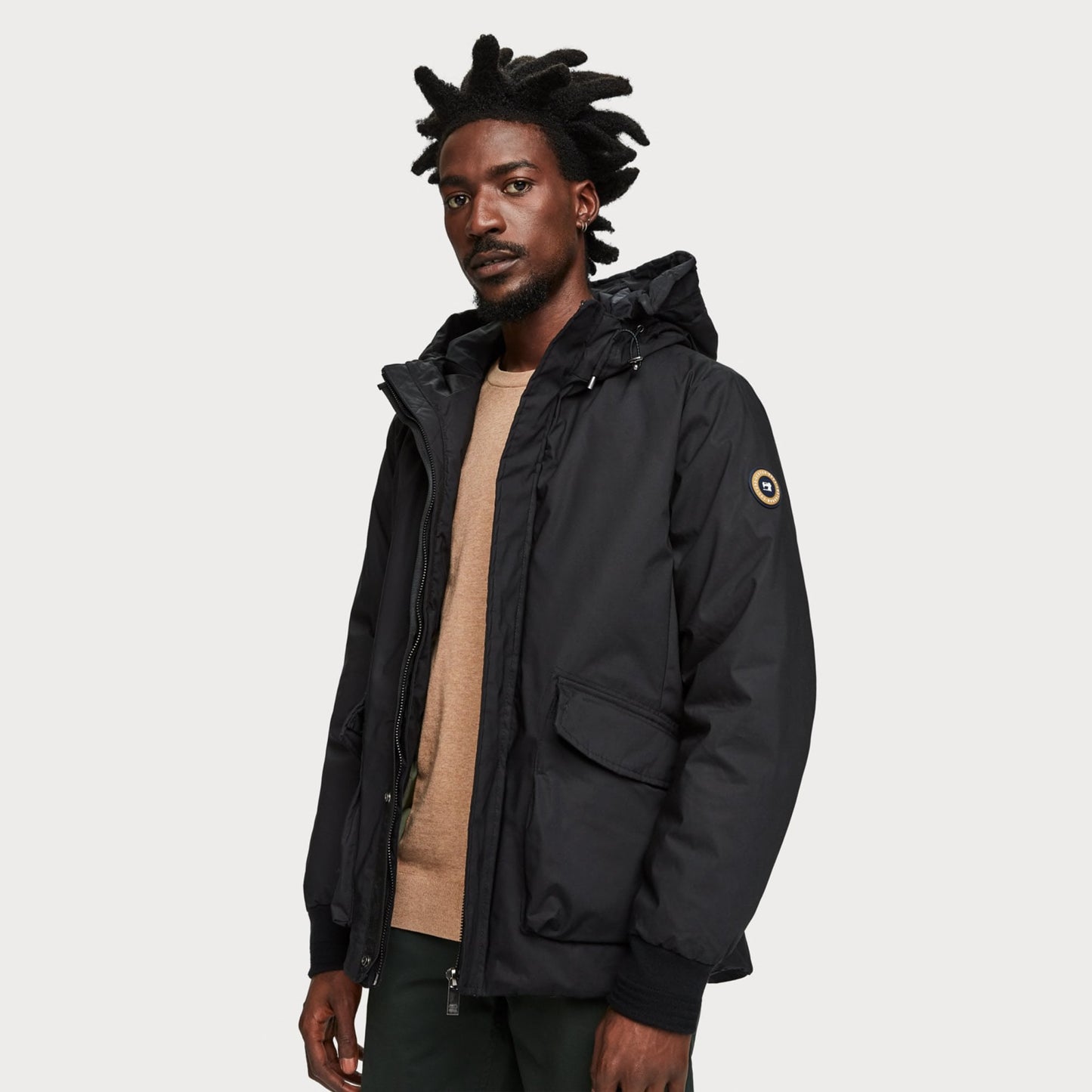 - Short Hooded Jacket - Black