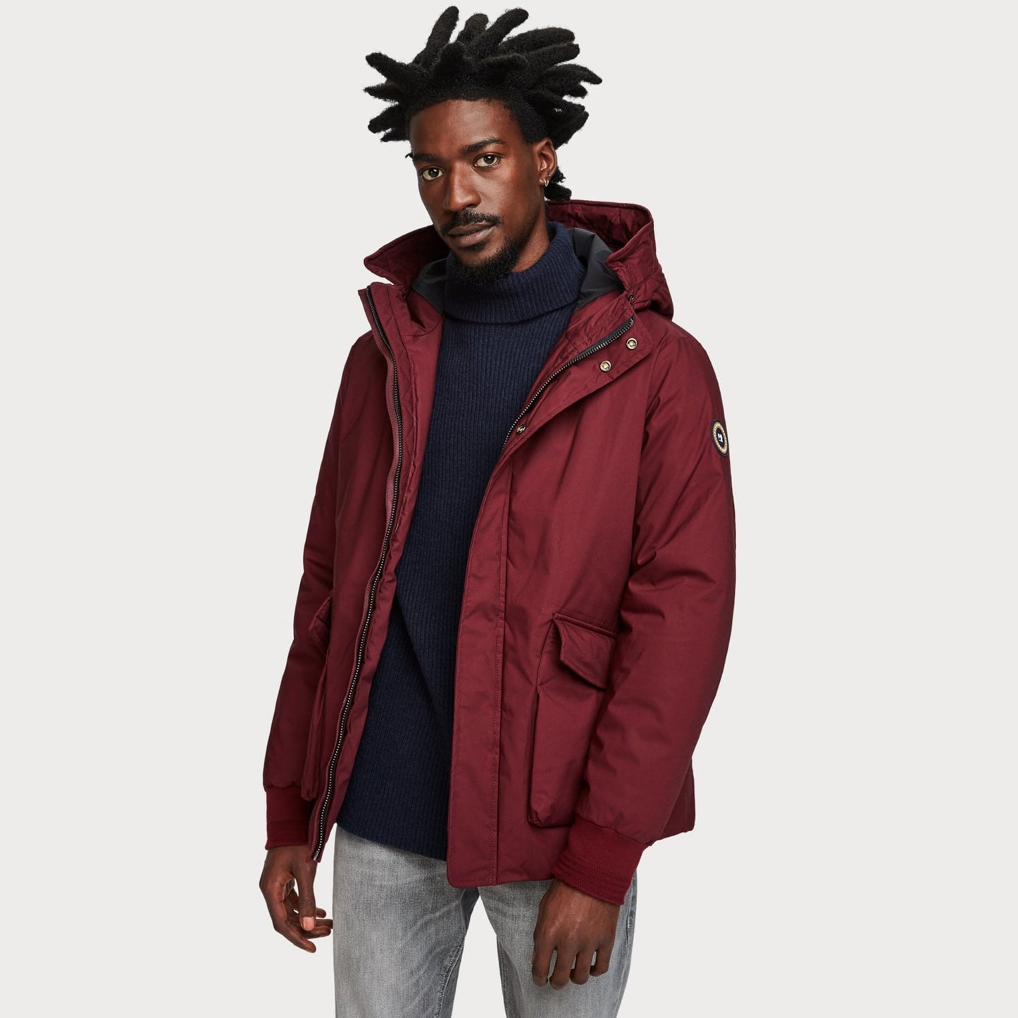 - Short Hooded Jacket - Burgundy