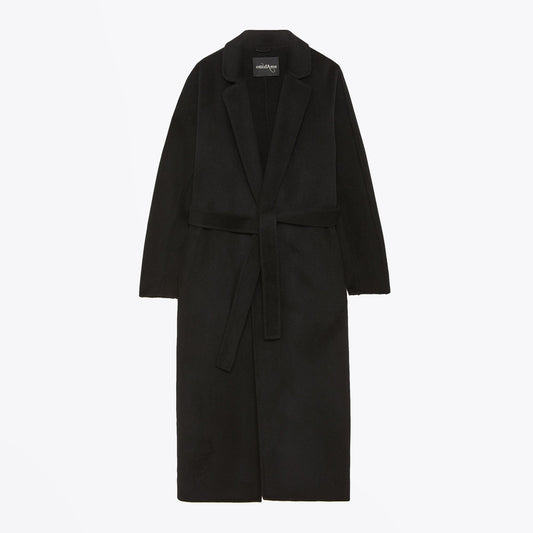Long Belted Coat - Black