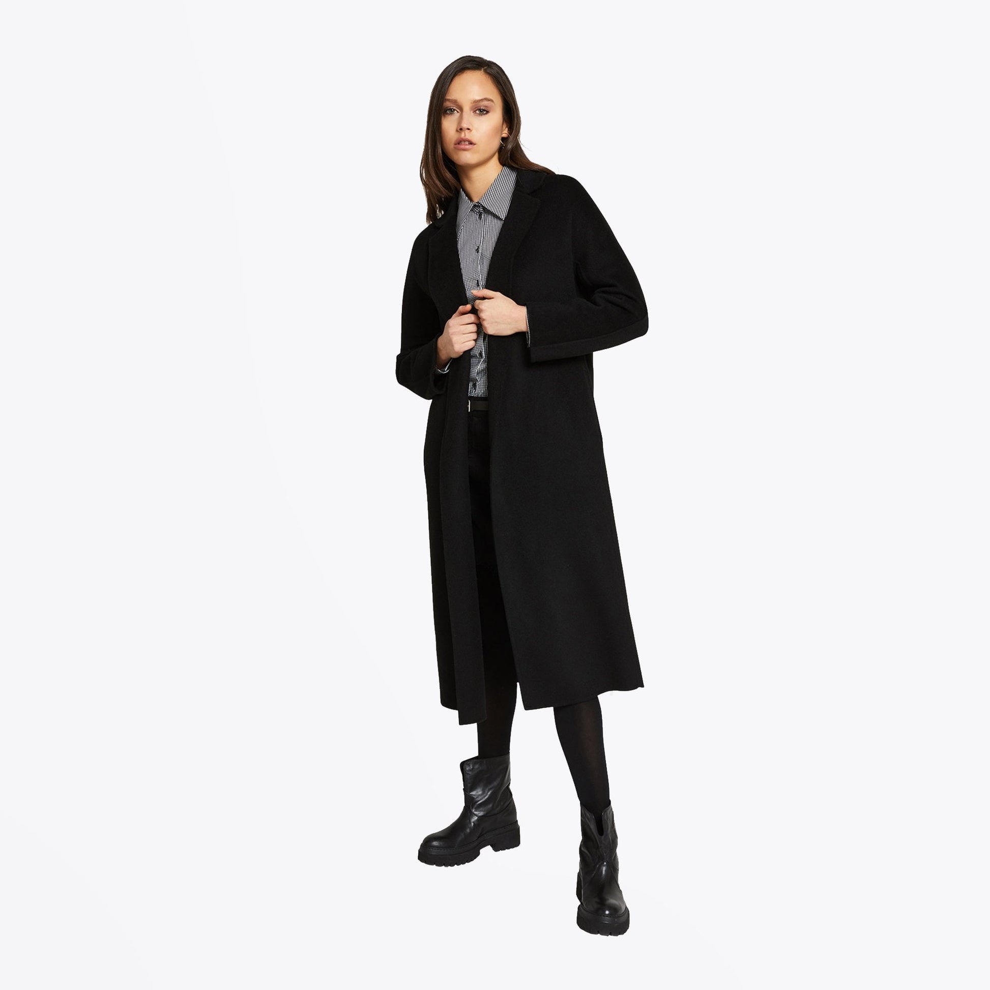 Ottod'Ame Long Belted Coat - Black